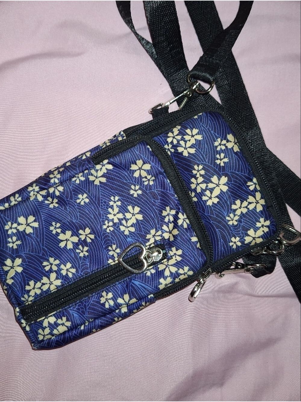 Navy Floral Crossbody Phone Bag